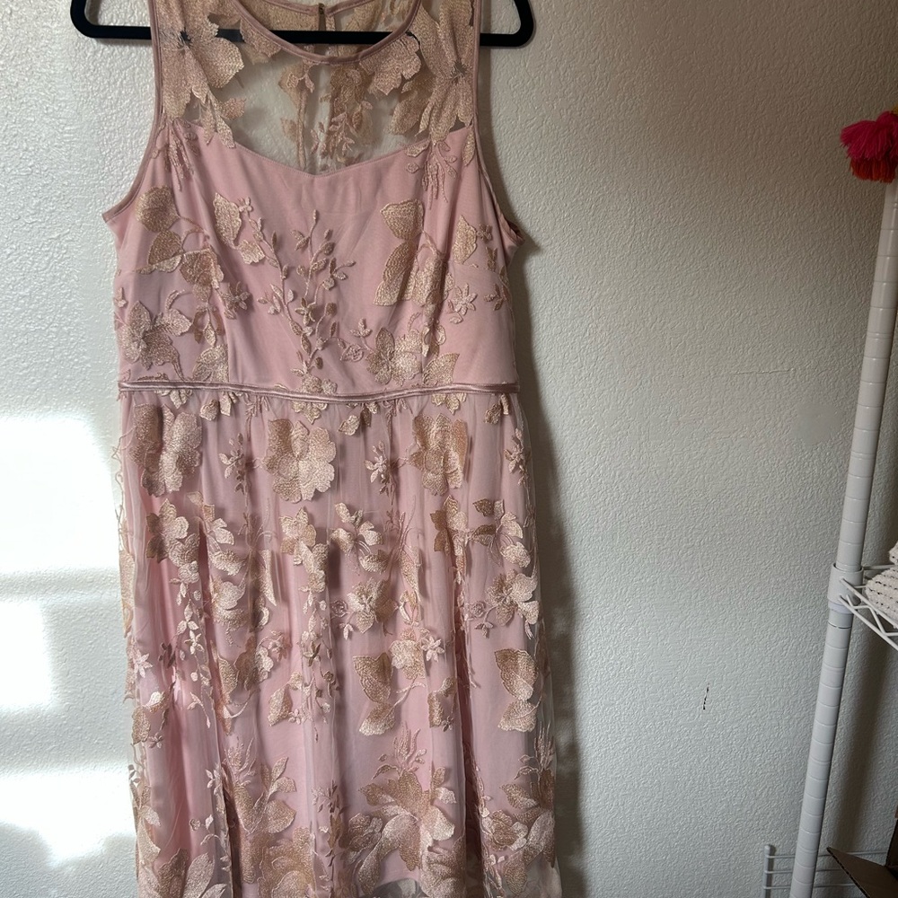 Lane Bryant Blush Dress with Gold Floral Details